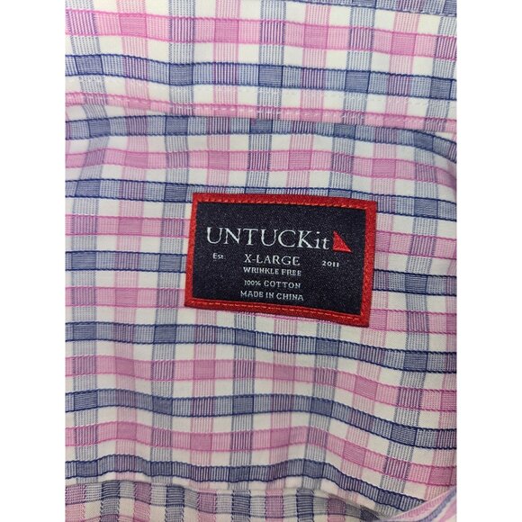 Untuckit Mens X-Large Wrinkle-Free Checkered Button-Down Shirt - Picture 5 of 8